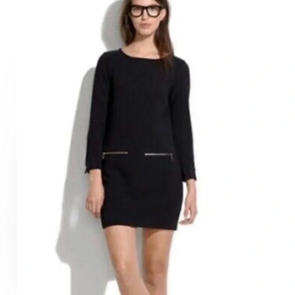 Madewell Black Zipp Pocket Shift Dress Size XS -Bloggers favorite B0855 - Picture 1 of 10
